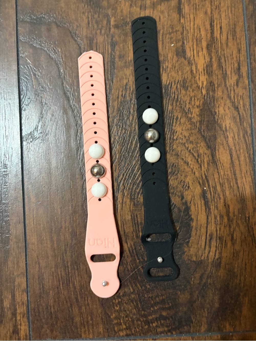 Silicone Nausea Snap Bracelet Straps in Pink and Black